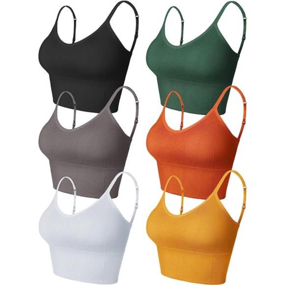 6Pieces Sleep Bra Bralettes for Women with Support Crop Tank Top Cami Bra Padded - Picture 1 of 7